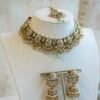 Pastel pink and mint Mahnoor kundan necklace set with jhumka earrings and tikka
