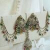 Antique gold Multi Color Chandbali Sahara set with tikka and colorful bead drops