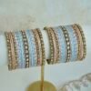 Suhana Pastel Bangle Set - multicolor peach, mint, lavender, and pink bangles with antique gold kundan-style stones and pearl trim