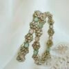 Mint Pink Floral Bangle Set of 2 with silver-tone floral clusters and pink and mint stone accents