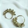 Pearl ghungroo hoops with pearl beads and chiming bells, South Asian festive jewelry