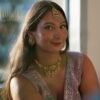 Ameera artificial kundan choker set in pastel mint and pink with earrings and tikka