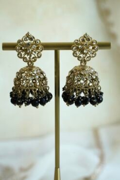 Mahi jhumka earrings and tikka set in black