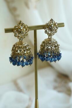 Mahi jhumka earrings and tikka set in blue