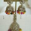 Mahi jhumka earrings and tikka set in multicolor