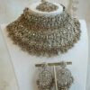 Zahra crystal bridal set with double layer fringe choker, tikka, and jhumka earrings